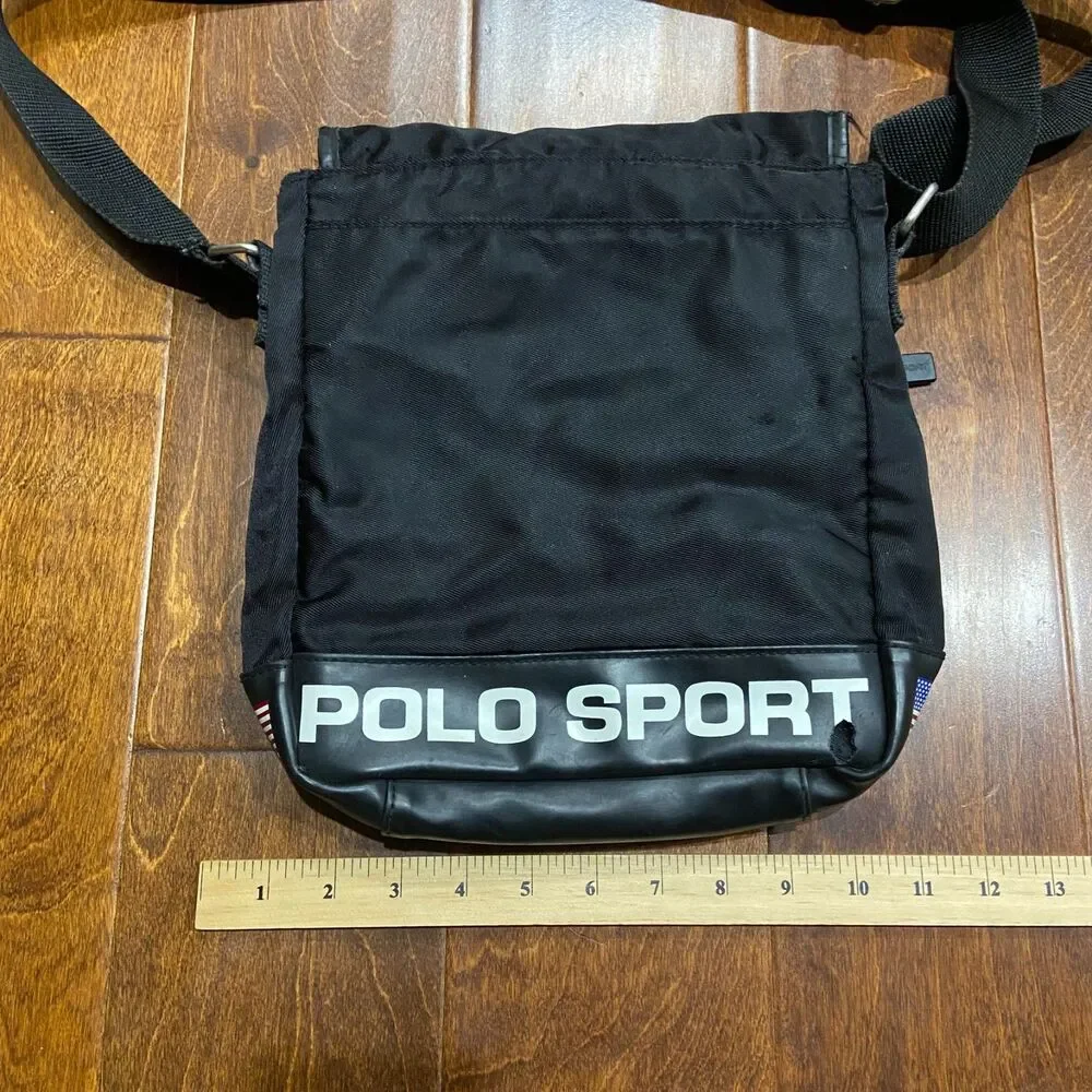 Polo Sport Ralph Lauren Vintage Crossbody Messenger Bag Black Unisex One Size